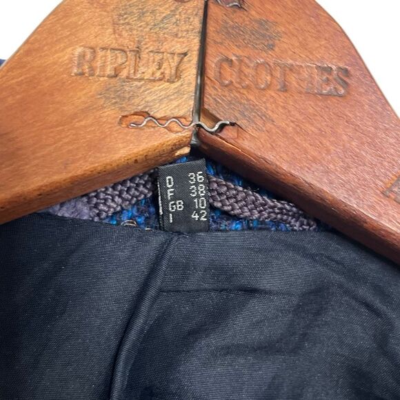 Vintage Tweed Speckled Single Breasted Lined Blazer Jacket Navy Blue Size 6 - Picture 7 of 10